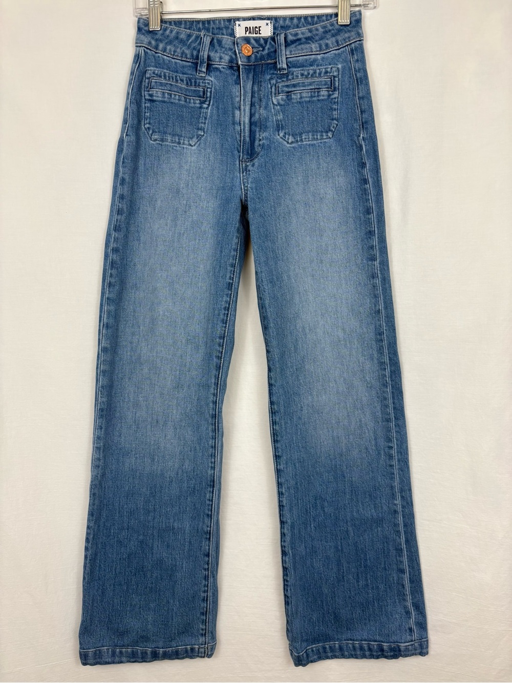 PAIGE Leenah Patch Pocket High Rise Wide Leg Jeans Size 24